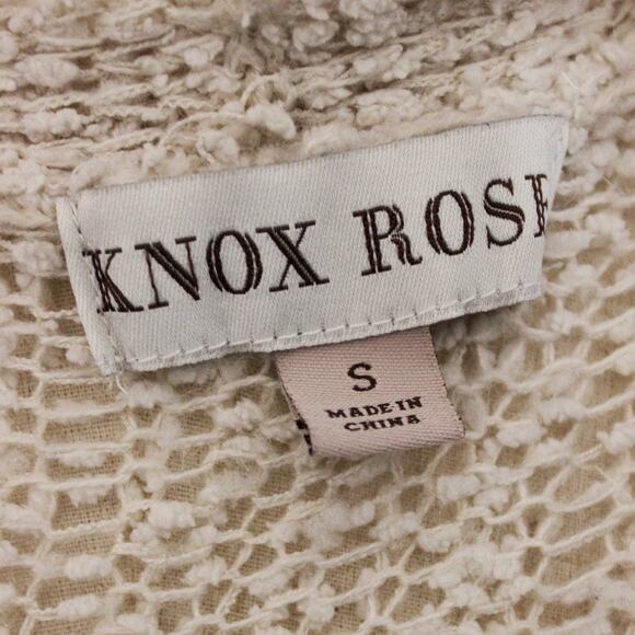 Knox Rose Fuzzy Cardigan Sweater Open Front Beige/Off White Size S - Picture 2 of 8